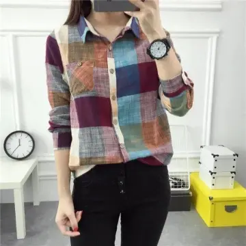 Shop Plaid Print Long Sleeves Women with great discounts and