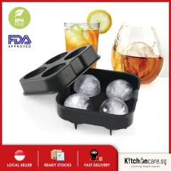 2pcs/set Ice Cube Tray With Silicone Ice Ball Molds, 4.5cm Round