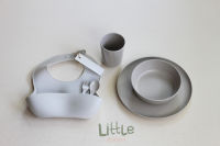 Kids Bamboo Dinnerware Set + Silicone Bib