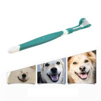 Pet Toothbrush Three-Head Toothbrush Multi-angle Cleaning Bad Breath Tartar Teeth Care Dog Cat Cleaning Mouth Dental Supplies Brushes  Combs