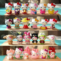 6ชิ้นเซ็ตการ์ตูน Sanrio H Ello K Itty มินิแอ็คชั่นเค้กเครื่องประดับพืชสวนตกแต่งพรรคซัพพลายของเล่นสำหรับเด็กของขวัญ