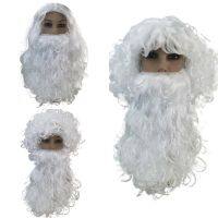 Santa Claus beard wig full white beard old man long curly head hair beard performing props