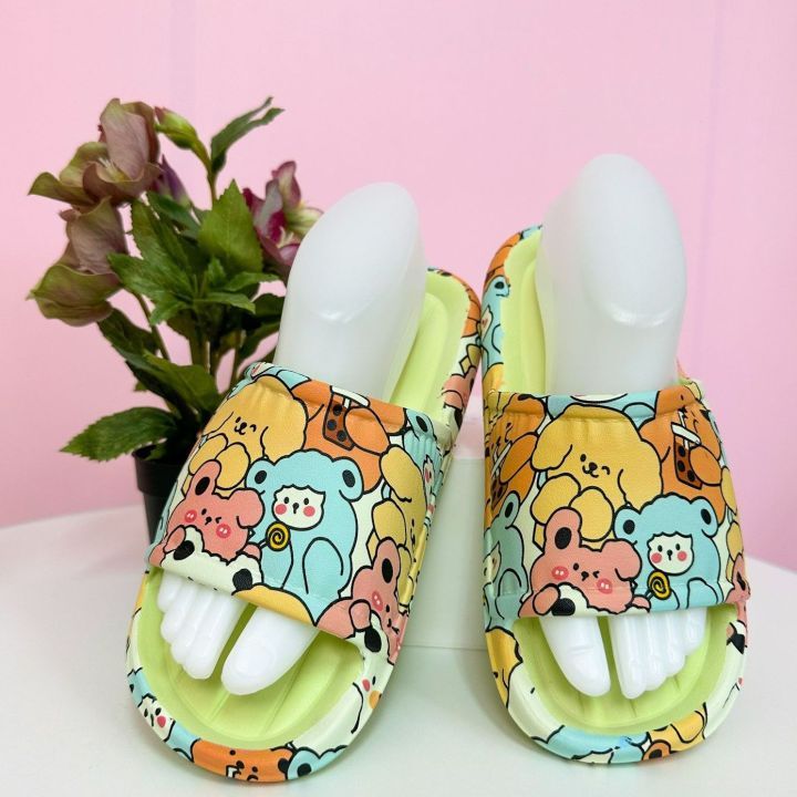 buyplus-รองเท้าแตะน้องหมี-เเฟชั่นสีสดใส-รองเท้าแบบสวม-แนวมินิมอลน่ารัก-พื้นนุ่มใส่สบาย-ส่งในไทย-s71
