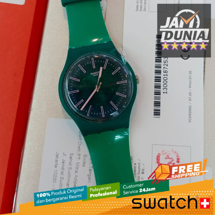 JAM TANGAN SWATCH ORIGINAL SO29G100 - SUNBRUSH GRASS Men NG