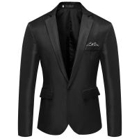 ZZOOI New Mens Blazer Jacket Suit Wedding Prom Party Slim Fit Smart Casual Suit Men Jacket Single Button Business Men Suit Jacket