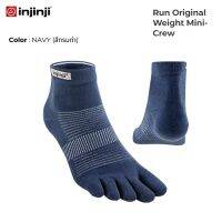 INJINJI ถุงเท้าวิ่ง แยกนิ้ว กีฬากลางแจ้ง RUN ORIGINAL WEIGHT MINI-CREW NAVY รุ่นวิ่ง หุ้มข้อ สีน้ำเงินเนวี่ ของแท้