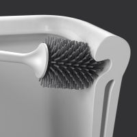 Silicone Head Toilet Brush Quick Draining Clean Tool Wall-Mount Or Floor-Standing Cleaning Brush Bathroom Accessories