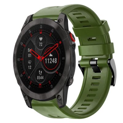 สำหรับสายนาฬิกาข้อมือซิลิโคนหัวเข็มขัดสีทึบโลหะ Garmin EPIX Gen 2 (สีเขียวทหาร)