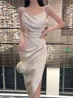 Summer New Spaghetti Strap Elegant Party Dress For emale Fashion y Split Midi Ladies Sleeveless Chic Clothes