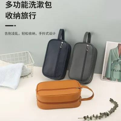 High-end MUJI Waterproof Double-Layer Toiletry Bag Cosmetic Bag Large Capacity Mens Ladies Washing Bag Portable Travel Travel Storage Bag