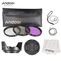 Andoer ฝาปิดเลนส์ไนลอนสำหรับกระเป๋าใส่กล่องอาหารฝาครอบเลนส์เลนส์พร้อมฝากระโปรงที่วางเลนส์ฝาครอบเลนส์ UVcpld ชุดฟิลเตอร์49เลนส์กล้องมม.