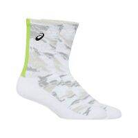 Asics ถุงเท้าเทนนิส Graphic Crew Socks | Brilliant White ( 3043A082-100 )