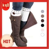 KQ0 Women Hosiery Buttons Leg Warmers Knee Cover High Boot Socks Crochet Knit