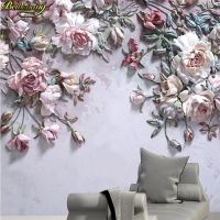 【cw】 beibehang photo wallpaper papel de parede Embossed rose wall covering murals 3d flooring mural paper home decor !