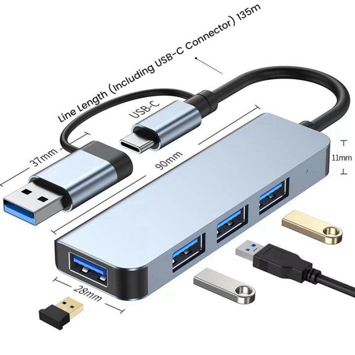 4-ports-usb-3-0-hub-type-c-adapter-usb-2-0-high-speed-transmission-multi-port-usb-splitter-expander-for-pc-computer