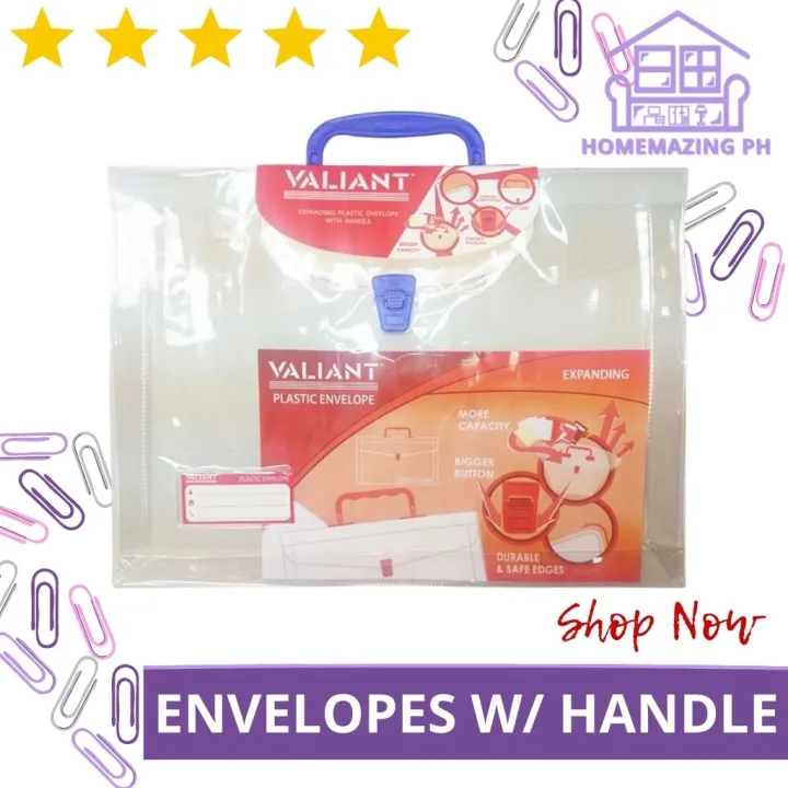 Homemazing Ph Valiant Expanding Plastic Clear Envelope with Handle