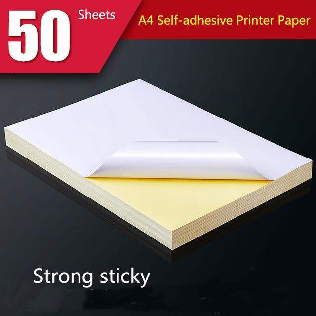50 Sheets A4 White Self Adhesive Sticker Label Matte Surface Paper Sheet for Laser Inkjet ...