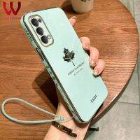 VWTEROKAI สำหรับ Xiaomi Redmi หมายเหตุ11S Xiaomi Poco M3 Pro 5G Redmi 8แฟชั่น Simple Square Maple Leaf Electroplating เคสโทรศัพท์ Lanyard Soft กันกระแทกฝาหลัง