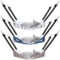 3 Pack Reversible Cat Hanging Hammock with Adjustable Straps and Hooks Double-Sided Pet Cage Hammock Hanging Bed