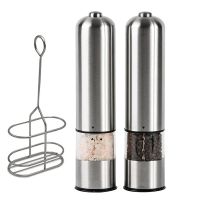 2 Pieces Of Kitchen Supplies, Round Head Electric Pepper Grinder, Stainless Steel Grinder, Pepper Grinder Set