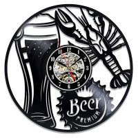 Beer Vinyl Record Wall Clock Modern Design Decorative Bar 3D Watch A Bottle of Beer Vintage Vinyl Wall Clocks Home Decor