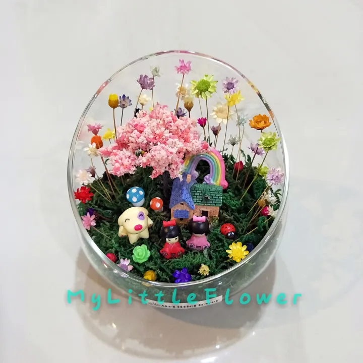 Mylittleflower Bunga Comel Bevel Bottle Real Flower Preserved Flower 斜口瓶永生花 冷冻花 Free Customised Dolls Design Lazada