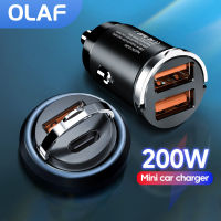 Olaf 200วัตต์มินิ USB Car C Harger USB C รถศัพท์ชาร์จอย่างรวดเร็วชาร์จอะแดปเตอร์สำหรับ 13 12 Xiaomi หัวเว่ย P40ซัมซุง PD QC3.0