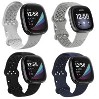 【lz】∏  4 partes/pacote cinta para bandas Fitbit sentido e Fitbit Versa 3 / Versa 4 Silicone flexível respirável impermeável relógio