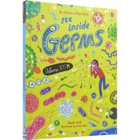 Usborne see inside germs stem educational reading inside knowing bacteria childrens English encyclopedia reading paperboard flipping Books English original imported books