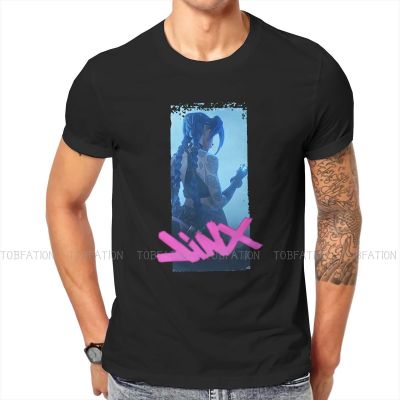 Arcane League Of Legends Animated Fabric Tshirt Jinx Essential Basic T Shirt Homme Men Clothes Printing Trendy