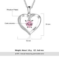 Personalized Engrave Name Heart Pendants with Zirconia Customize Birthstone Necklaces for Women Mothers Day Gift (NE103356)