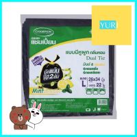 ถุงขยะหูผูก CHAMPION 26X34 นิ้ว 22 ใบ สีดำ มินต์และเลมอนGARBAGE BAGS WITH TIE HANDLES CHAMPION 26X34IN BLACK MINT AND LEMON 22PCS **สอบถามเพิ่มเติมได้จ้า**