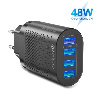 Lovebay 48W QC3.0 USB Wall Charger Quick Charge 4 Ports EU US Tablet Wall Mobile Phone Adapter for iPhone Xiaomi Fast Charging Wall Chargers