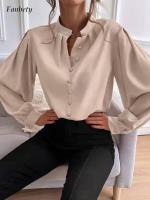 Women Casual All-match Solid Blouse Office Lady Commute Single-breasted Buttoned Long Sleeve Shirts Elegant Women Loose Blusa