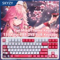 ~ 133 คีย์ Yae Miko Keycaps Cherry Profile Genshin Impact อะนิเมะ PBT DYE SUB คีย์บอร์ดแบบกลไก Keycap