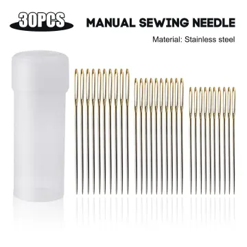 25pcs Large Eye Hand Sewing Needles Set - Cross Stitch, Leather &  Embroidery Needles with Wood Needle Case for Easy Storage