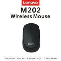 7h M202 Lenovo 7W 2.4เมาส์ไร้สาย GHz 4ปุ่ม4เมาส์แบบเงียบออกแบบตามหลักสรีรศาสตร์พร้อม DPI ที่ปรับได้3ระดับสำหรับพีซีแล็ปท็อปเมาส์ BlackBasic