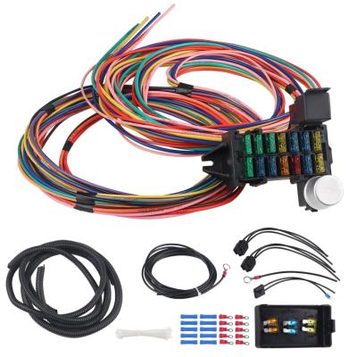 Universal 14 Circuit Fuse Universal Wire Harness Muscle Car Hot Rod Street Rat With Fuse Assembly อุปกรณ์เสริมในรถยนต์