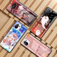 17 Genshin เคสกระจกกันกระแทก,เคสโทรศัพท์กระจกนิรภัยหรูหราสำหรับ Xiaomi Mi Poco X3 NFC 10T Pro Note 10 Lite F3 GT 11 M3 9T M2 9