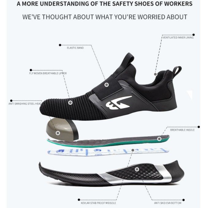 รองเท้า-safety-แฟชั่น-รองเท้าเซฟตี้ผู้ชาย-รองเท้านิรภัยกันน้ำระบายอากาศได้ดี-safety-shoes