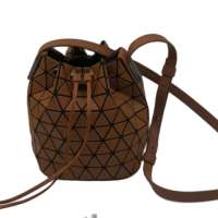 [BAOBAOIssey Miyake] issey Miyake 2023 Japan  drawstring bucket bag large bundle mouth bag Single Shoulder Messenger Bag rhombic lattice splicing han