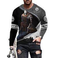 [In stock] 2023 design mens sports clothing  Retro Samurai Pattern Knights Templar 3D Printed Mens T-shirts Streetwear Loose Spring Autumn Long，Contact the seller for personalized customization of the name