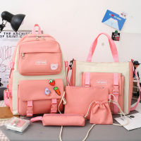 4Pcs Set Fashion Backpack Canvas Women Backpack Anti-theft Shoulder Bag New School Bag for Teenager Girl School Backapcks Female