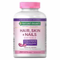 แพ็คเกจใหม่ Natures Bounty Hair Skin and Nails 5000mcg of Biotin ไบโอตินเข้มข้น บำรุงผม ผิว และเล็บ 250 ซอฟเจล