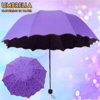 ร่มโดนน้ำเปลี่ยนลายดอกไม้ ร่มกันฝน ร่มกันแดด ร่มกันUV ร่มพับ 3 ตอน Umbrella ร่มขนาดพกพา UV กันฝนร่มกันฝน J119