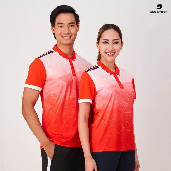 bcs-sport-เสื้อพิมพ์ลาย-กีฬา-คอโปโล-ปกสปอร์ต-สีแดง-unisex-เนื้อผ้า-micro-plus-รหัสj9004-j9006-polo-neck-sublimation