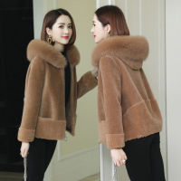 Womens Sheep Shearing Fleece Autumn/Winter New Style Granular Fleece Korean Coat Short Furry Collar Hooded Jacket