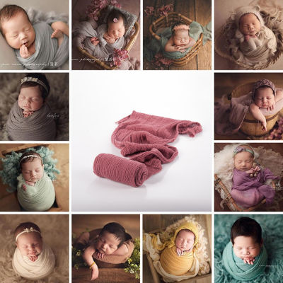 2ชิ้นเซ็ตทารกแรกเกิดการถ่ายภาพ Prop ยืดถัก Mohair Wrap Headwear ชุดภาพทารกแรกเกิดถ่ายภาพอุปกรณ์เสริมผม