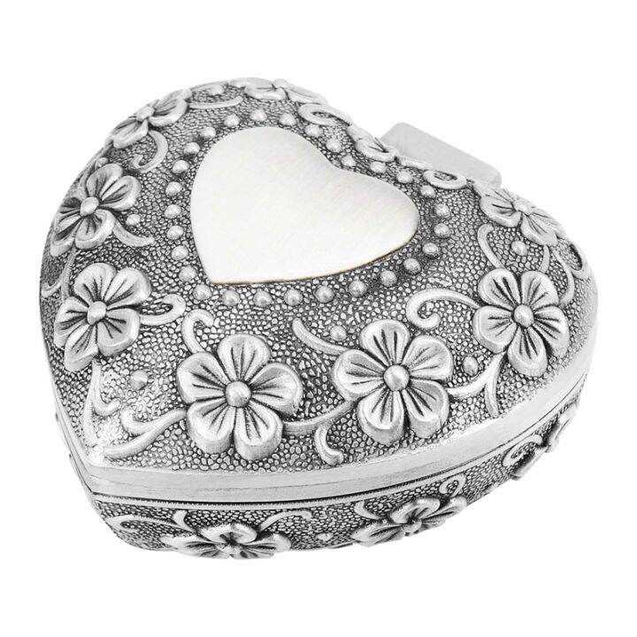 classic-vintage-antique-heart-shape-jewelry-box-ring-small-trinket-storage-organizer-chest-christmas-gift-silver