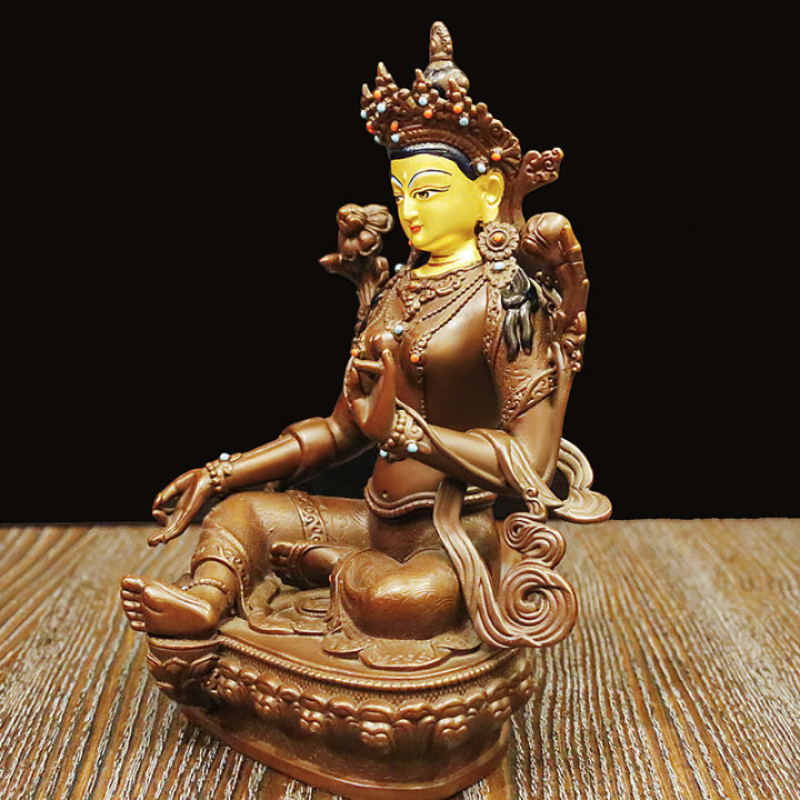 hot-sales-original-green-tara-bronze-พระพุทธรูปรูปปั้นทิเบตพระพุทธรูปรูปปั้นตกแต่งบ้านภายในเดสก์ท็อปตกแต่งพระพุทธรูปพระพุทธรูปทิเบตเนปาล